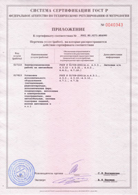 Сертификат РосТест Приложение Алеко Сервис 2011